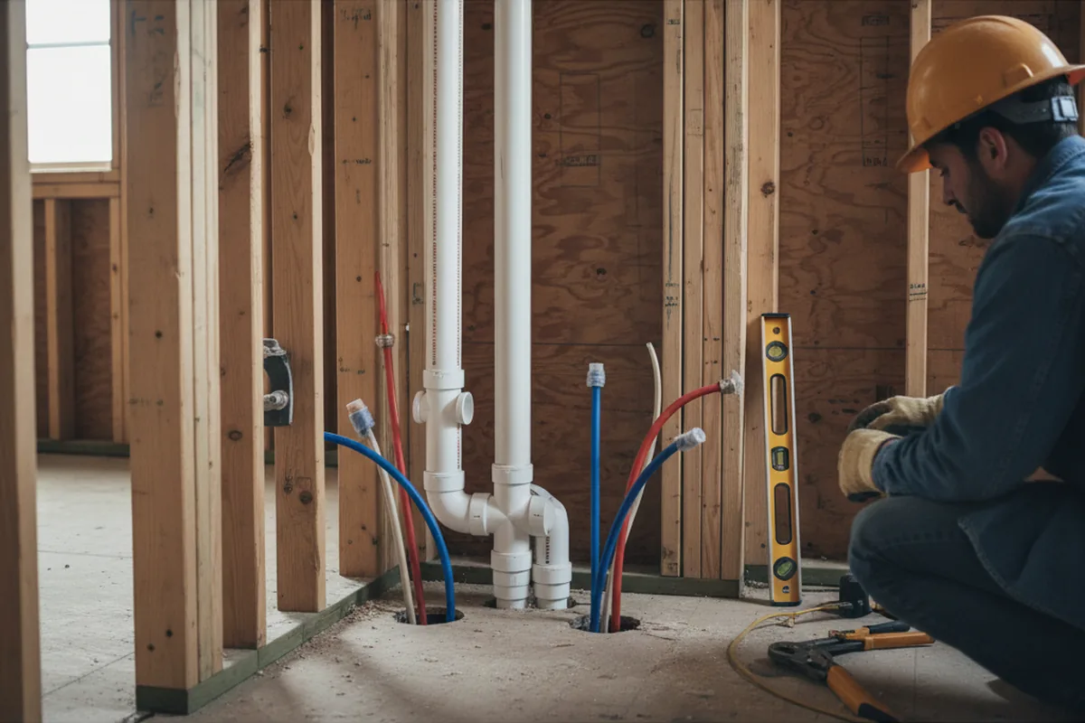 Drain and supply rough-in during Garbage Disposal Repair in West Leisenring